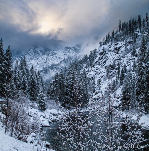 Snow storm in the Tumwater Canyon